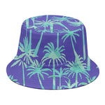 Teal Palm Tree Pattern Print Bucket Hat