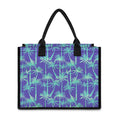 Teal Palm Tree Pattern Print Canvas Tote Bag