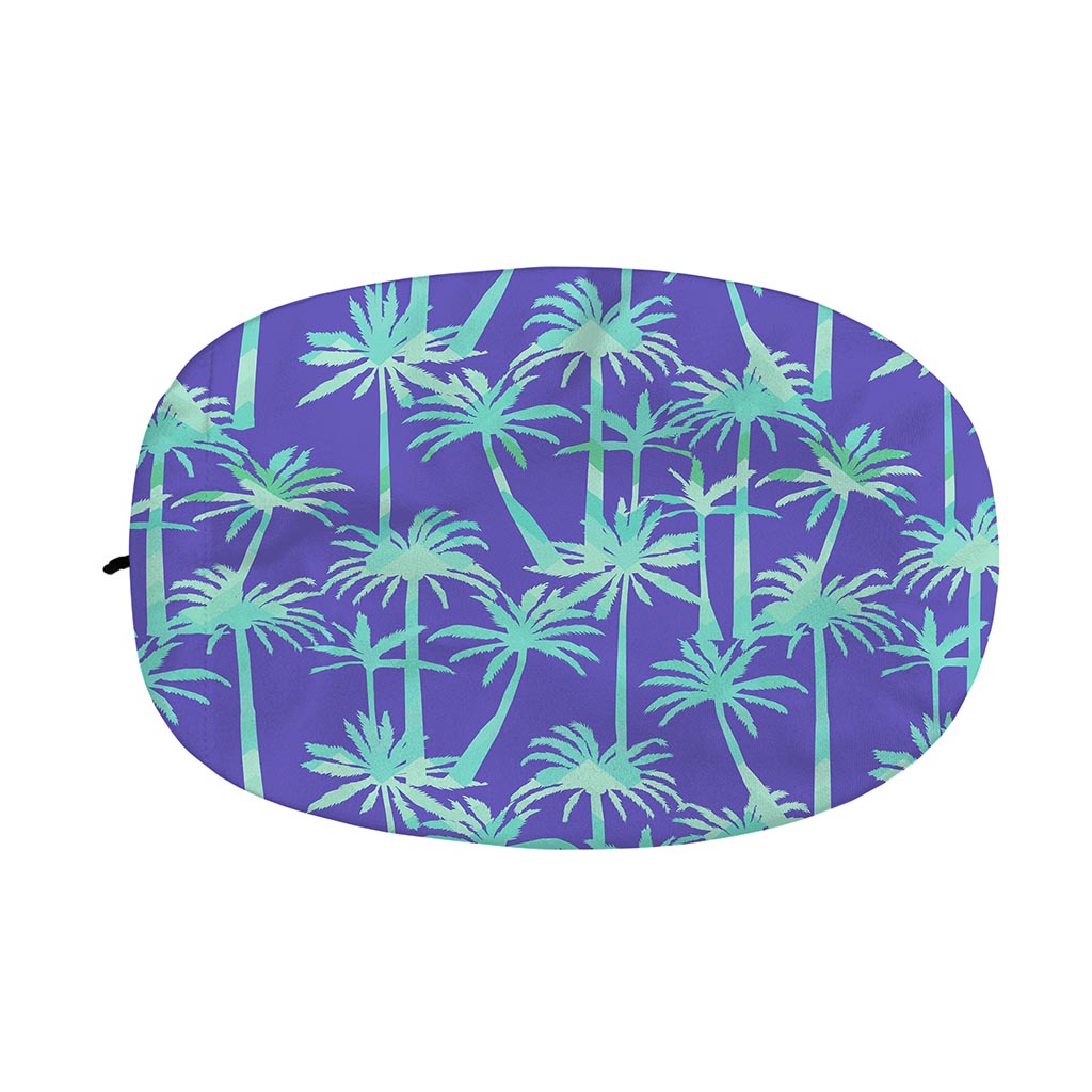 Teal Palm Tree Pattern Print Car Side Mirror Covers