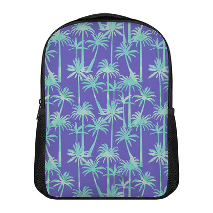 Teal Palm Tree Pattern Print Casual Backpack