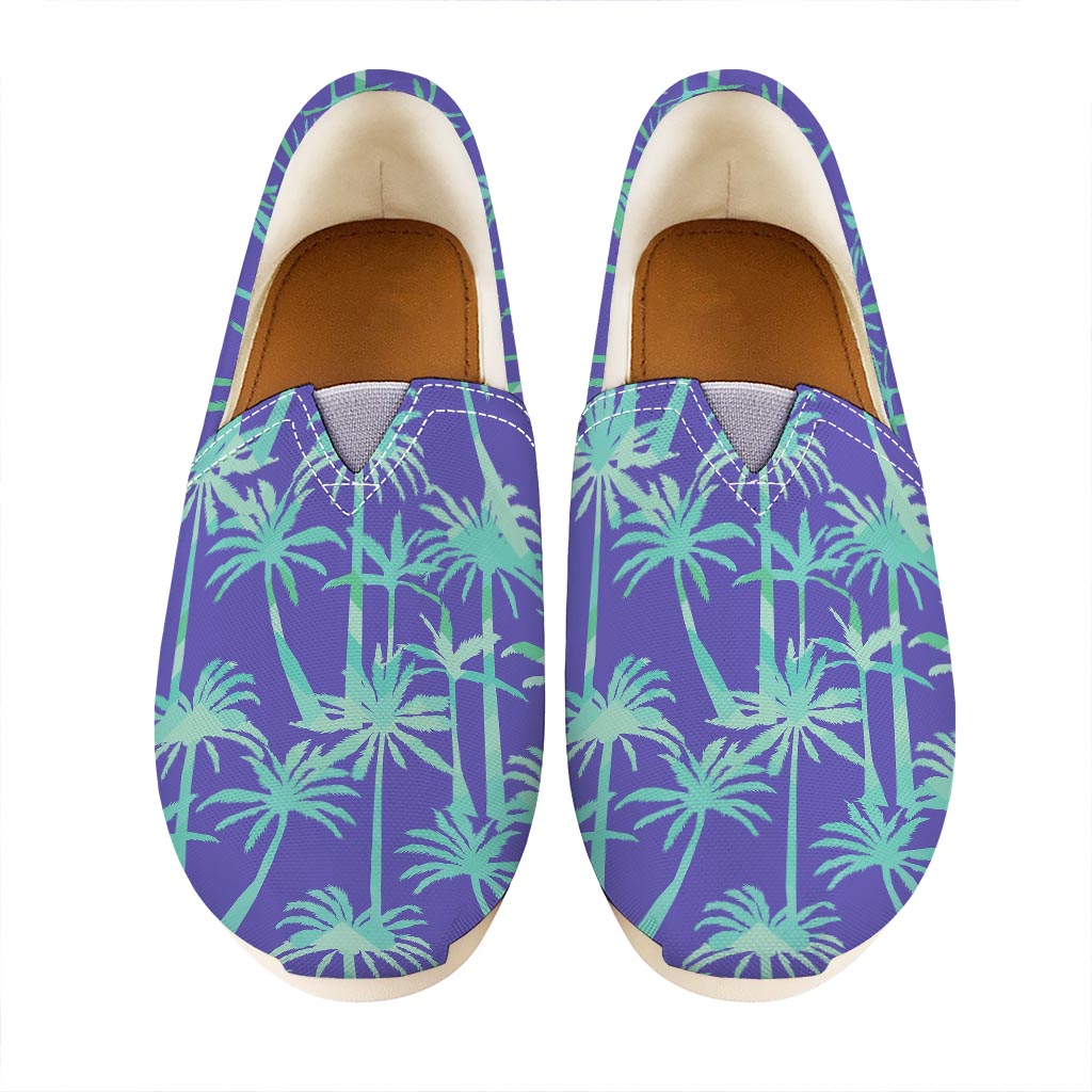 Teal Palm Tree Pattern Print Casual Shoes
