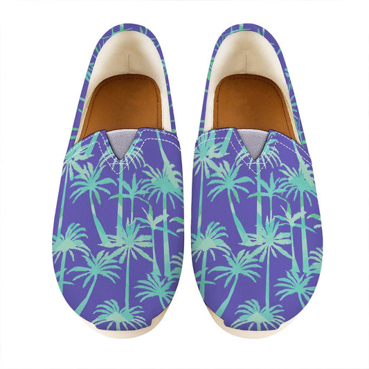 Teal Palm Tree Pattern Print Casual Shoes
