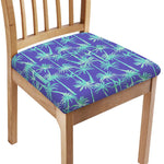 Teal Palm Tree Pattern Print Chair Cushion Cover