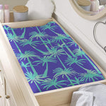 Teal Palm Tree Pattern Print Changing Pad Cover