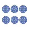 Teal Palm Tree Pattern Print Coaster Set