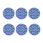 Teal Palm Tree Pattern Print Coaster Set