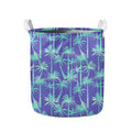 Teal Palm Tree Pattern Print Collapsible Laundry Basket