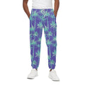 Teal Palm Tree Pattern Print Cotton Sweatpants