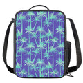 Teal Palm Tree Pattern Print Crossbody Lunch Bag