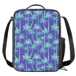 Teal Palm Tree Pattern Print Crossbody Lunch Bag