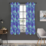 Teal Palm Tree Pattern Print Curtain