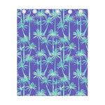 Teal Palm Tree Pattern Print Curtain