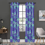 Teal Palm Tree Pattern Print Curtain