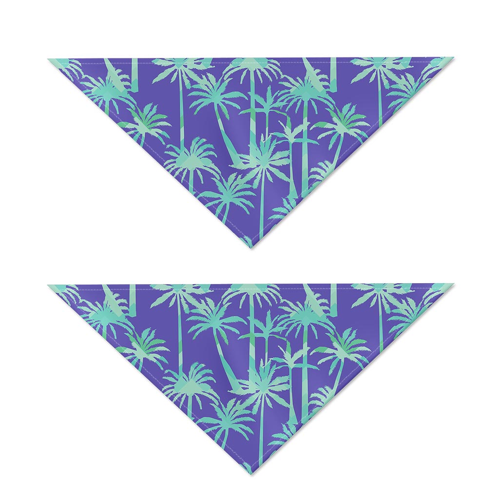 Teal Palm Tree Pattern Print Dog Bandana