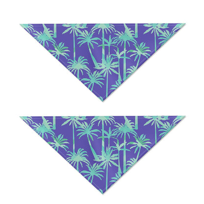 Teal Palm Tree Pattern Print Dog Bandana
