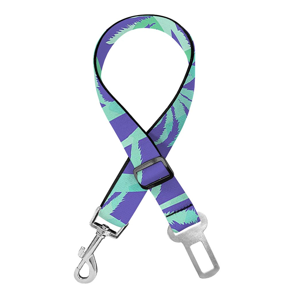 Teal Palm Tree Pattern Print Dog Seat Belt