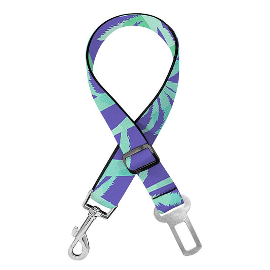 Teal Palm Tree Pattern Print Dog Seat Belt