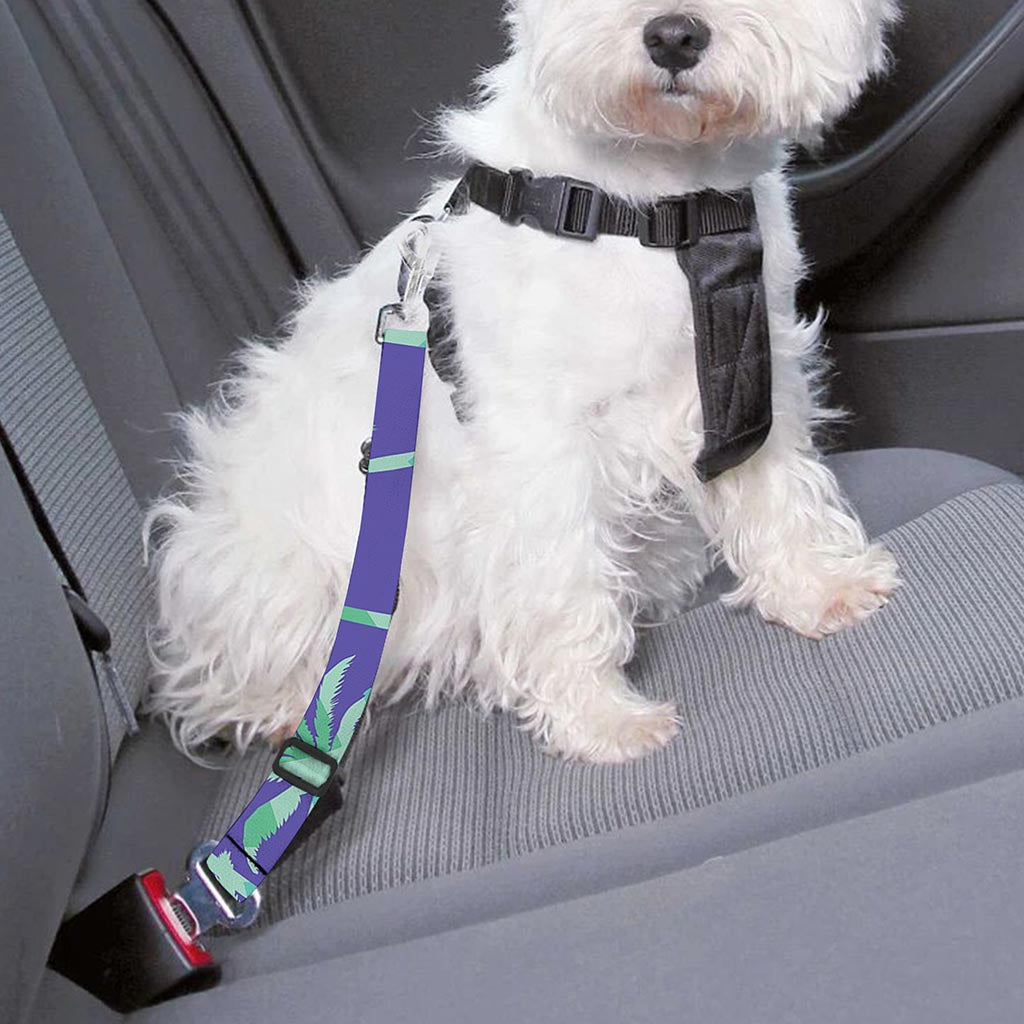Teal Palm Tree Pattern Print Dog Seat Belt