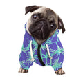 Teal Palm Tree Pattern Print Dog Zip Up Hoodie