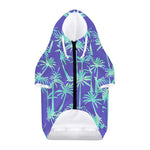 Teal Palm Tree Pattern Print Dog Zip Up Hoodie