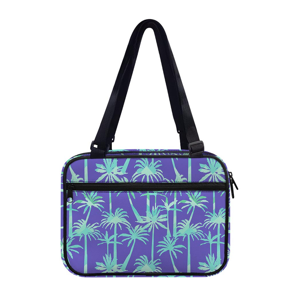 Teal Palm Tree Pattern Print Double Strap Bible Bag