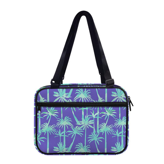 Teal Palm Tree Pattern Print Double Strap Bible Bag
