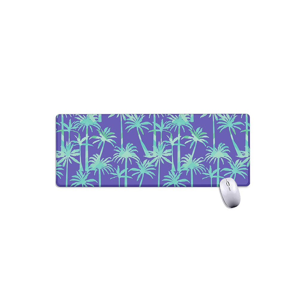 Teal Palm Tree Pattern Print Extended Mouse Pad