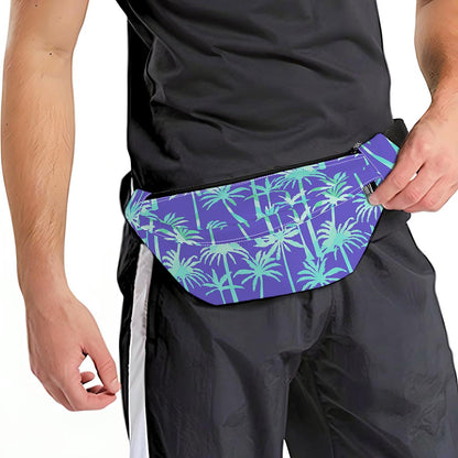 Teal Palm Tree Pattern Print Fanny Pack