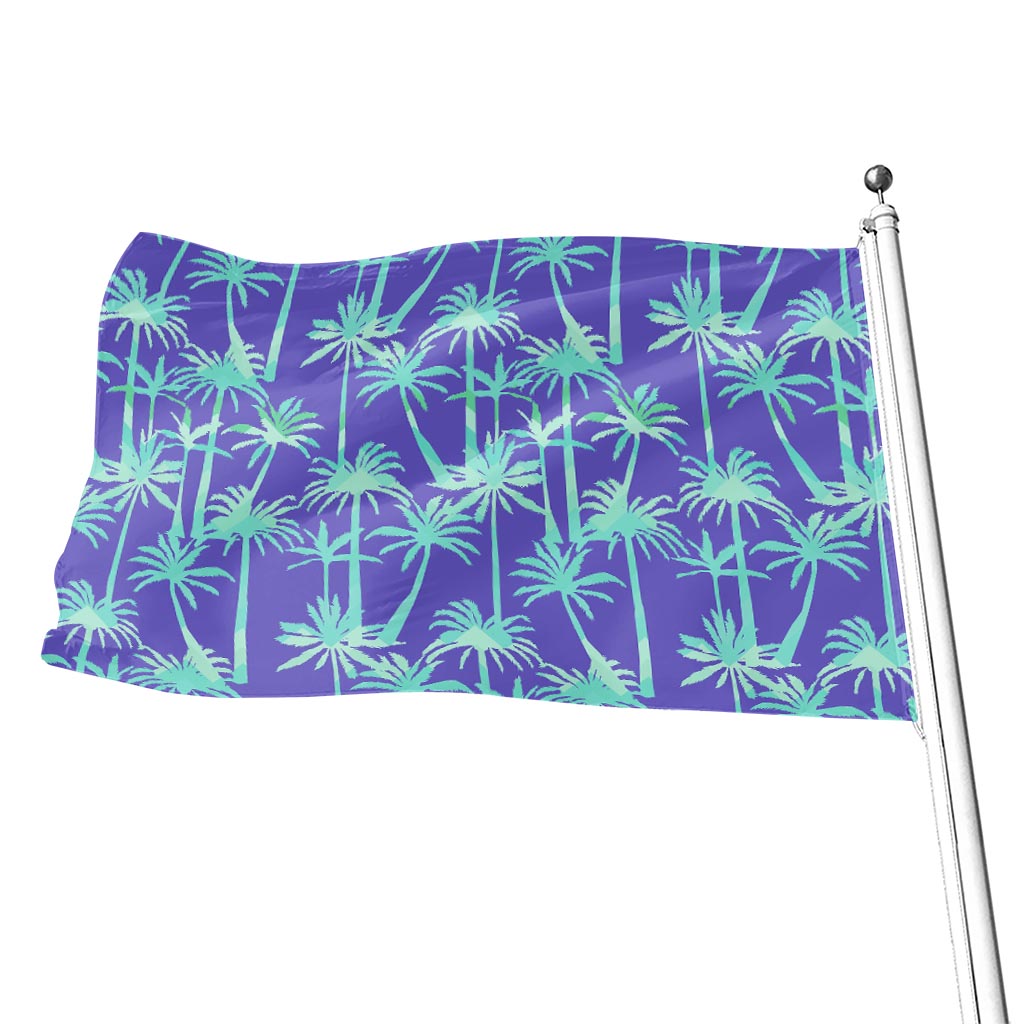 Teal Palm Tree Pattern Print Flag