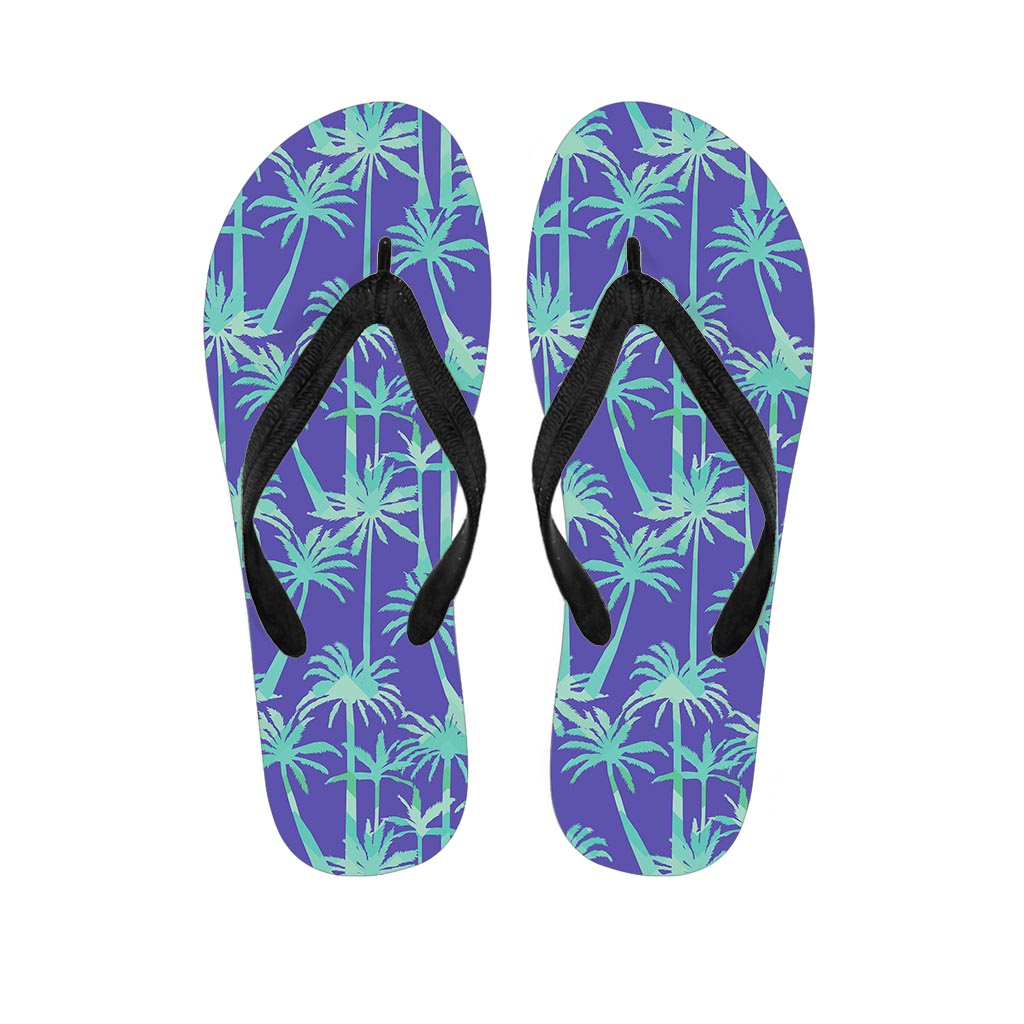 Teal Palm Tree Pattern Print Flip Flops