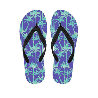 Teal Palm Tree Pattern Print Flip Flops