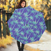 Teal Palm Tree Pattern Print Foldable Umbrella