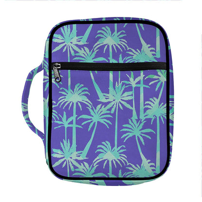 Teal Palm Tree Pattern Print Front Pocket Bible Bag