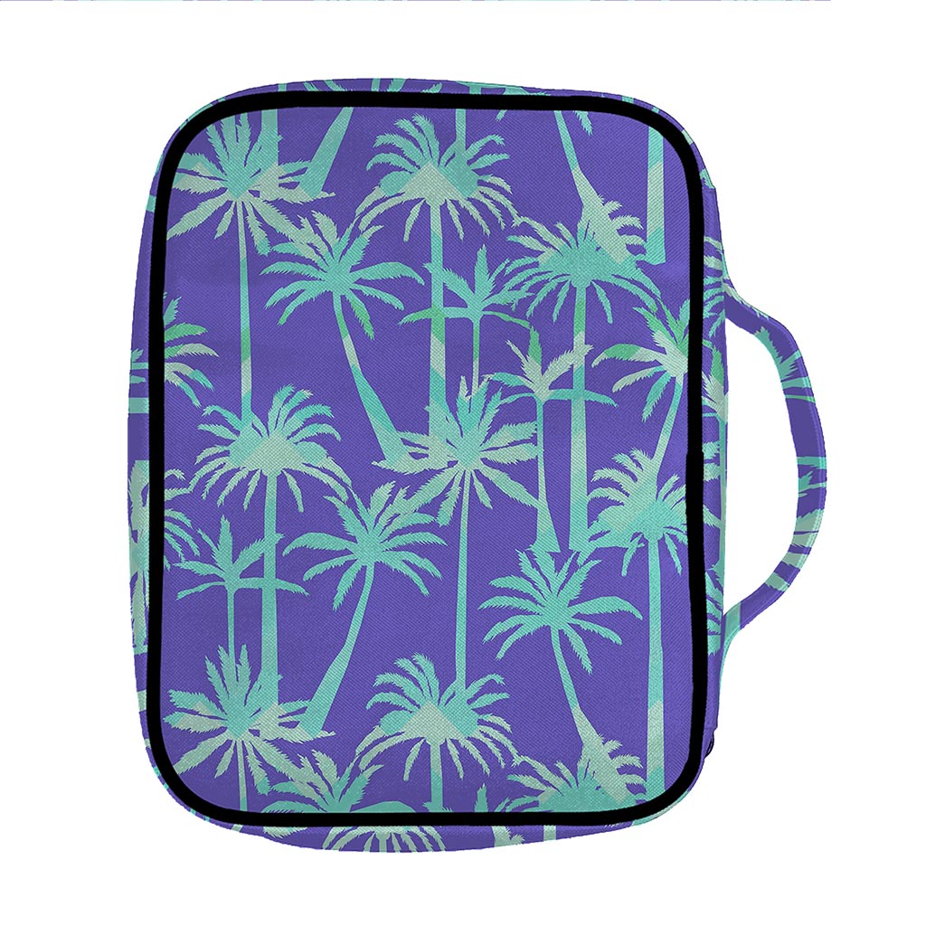 Teal Palm Tree Pattern Print Front Pocket Bible Bag