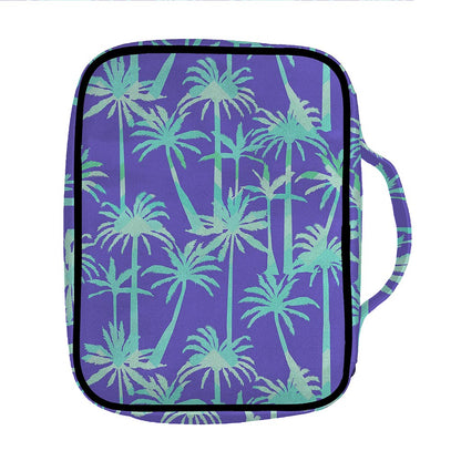 Teal Palm Tree Pattern Print Front Pocket Bible Bag