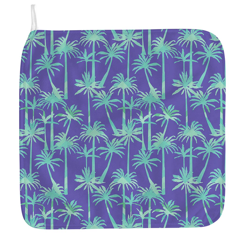 Teal Palm Tree Pattern Print Hand Towel