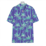 Teal Palm Tree Pattern Print Hawaiian Shirt