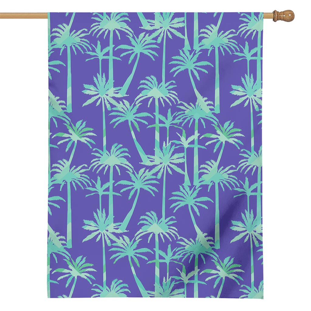 Teal Palm Tree Pattern Print House Flag