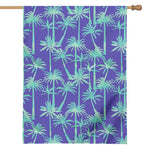 Teal Palm Tree Pattern Print House Flag