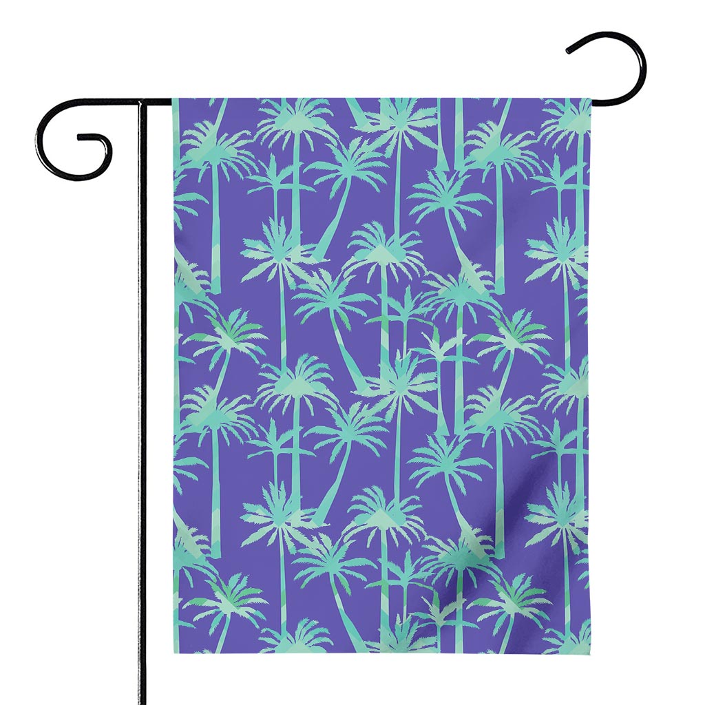 Teal Palm Tree Pattern Print House Flag