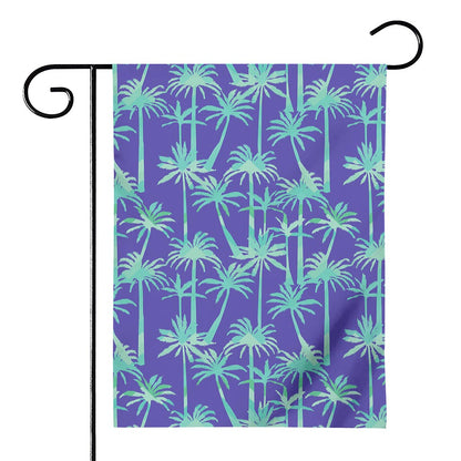 Teal Palm Tree Pattern Print House Flag