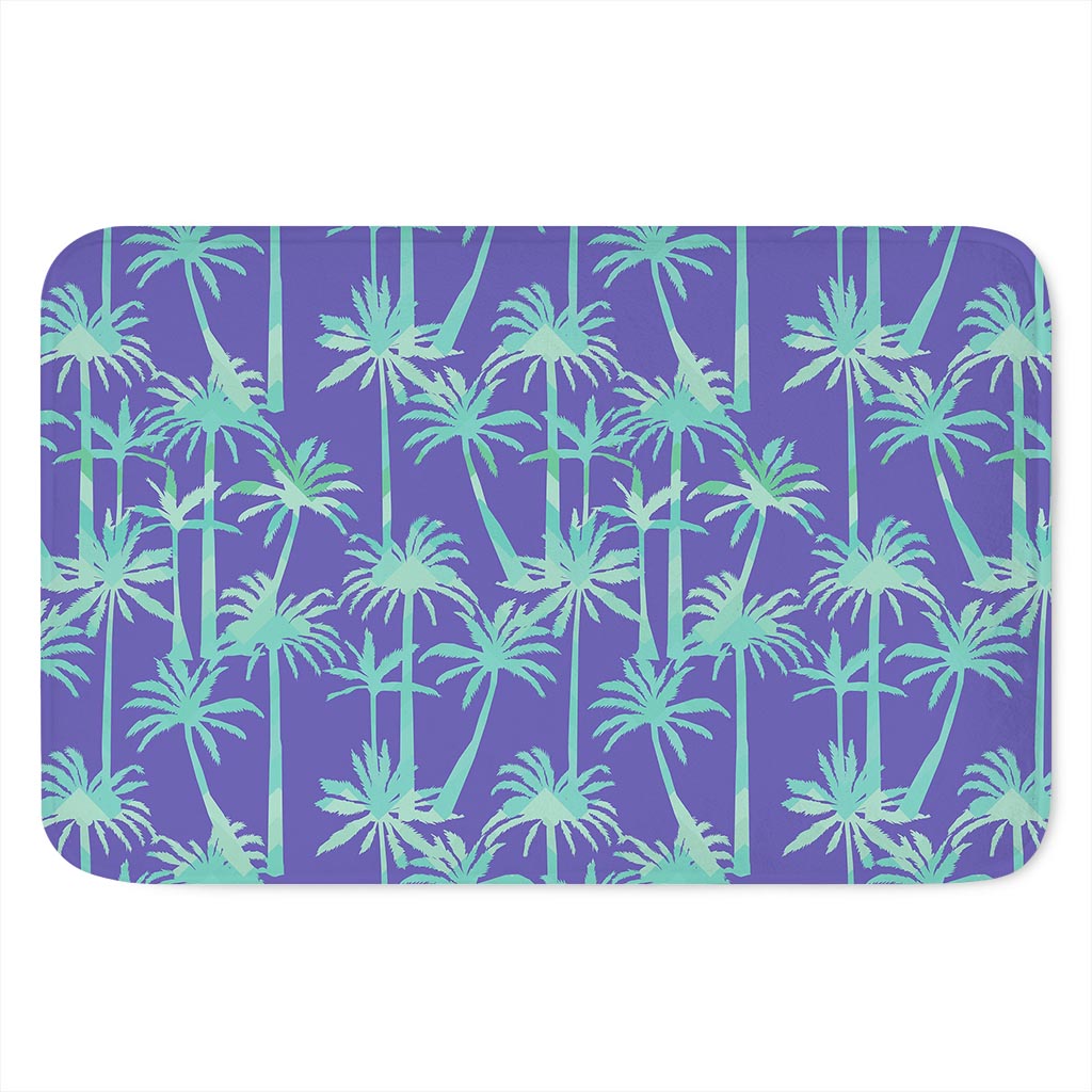 Teal Palm Tree Pattern Print Indoor Door Mat