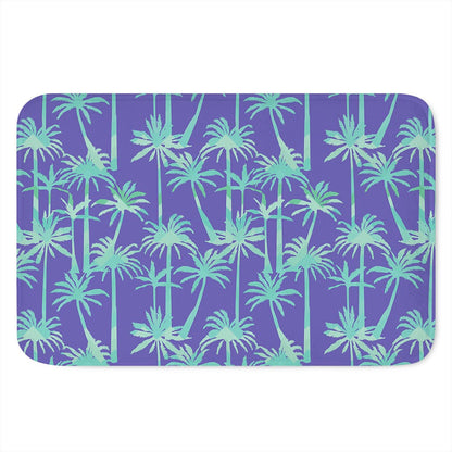 Teal Palm Tree Pattern Print Indoor Door Mat