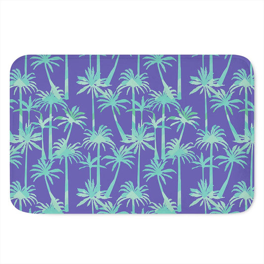 Teal Palm Tree Pattern Print Indoor Door Mat