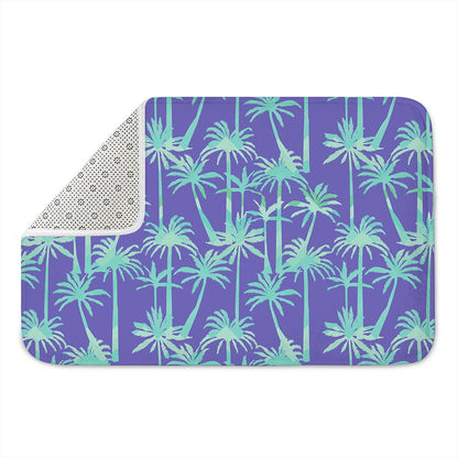 Teal Palm Tree Pattern Print Indoor Door Mat