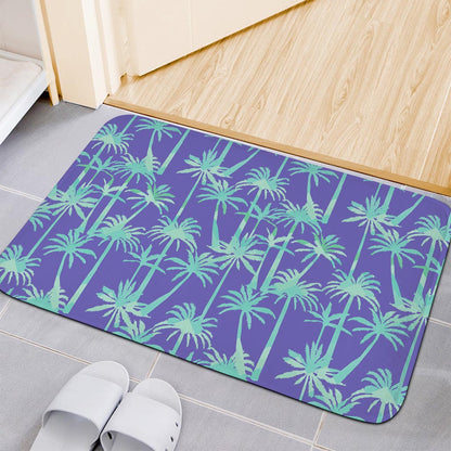 Teal Palm Tree Pattern Print Indoor Door Mat