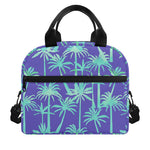 Teal Palm Tree Pattern Print Insulated Lunch Bag