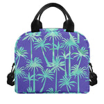 Teal Palm Tree Pattern Print Insulated Lunch Bag