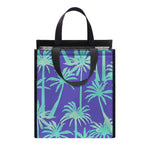 Teal Palm Tree Pattern Print Insulated Lunch Tote