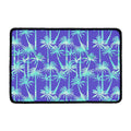 Teal Palm Tree Pattern Print Kitchen Mat